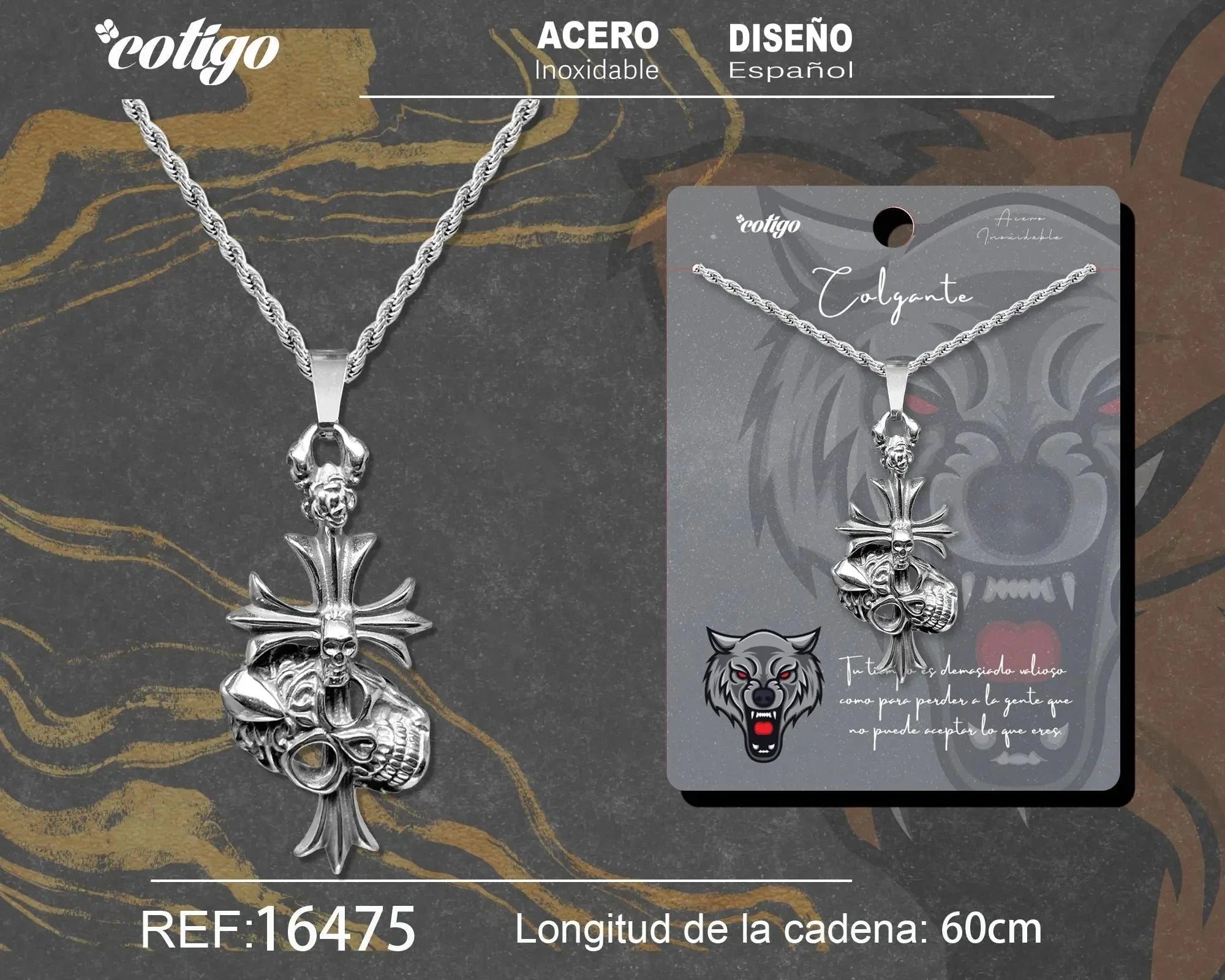 Colgante Hombre Acero color Plateado - cotigo