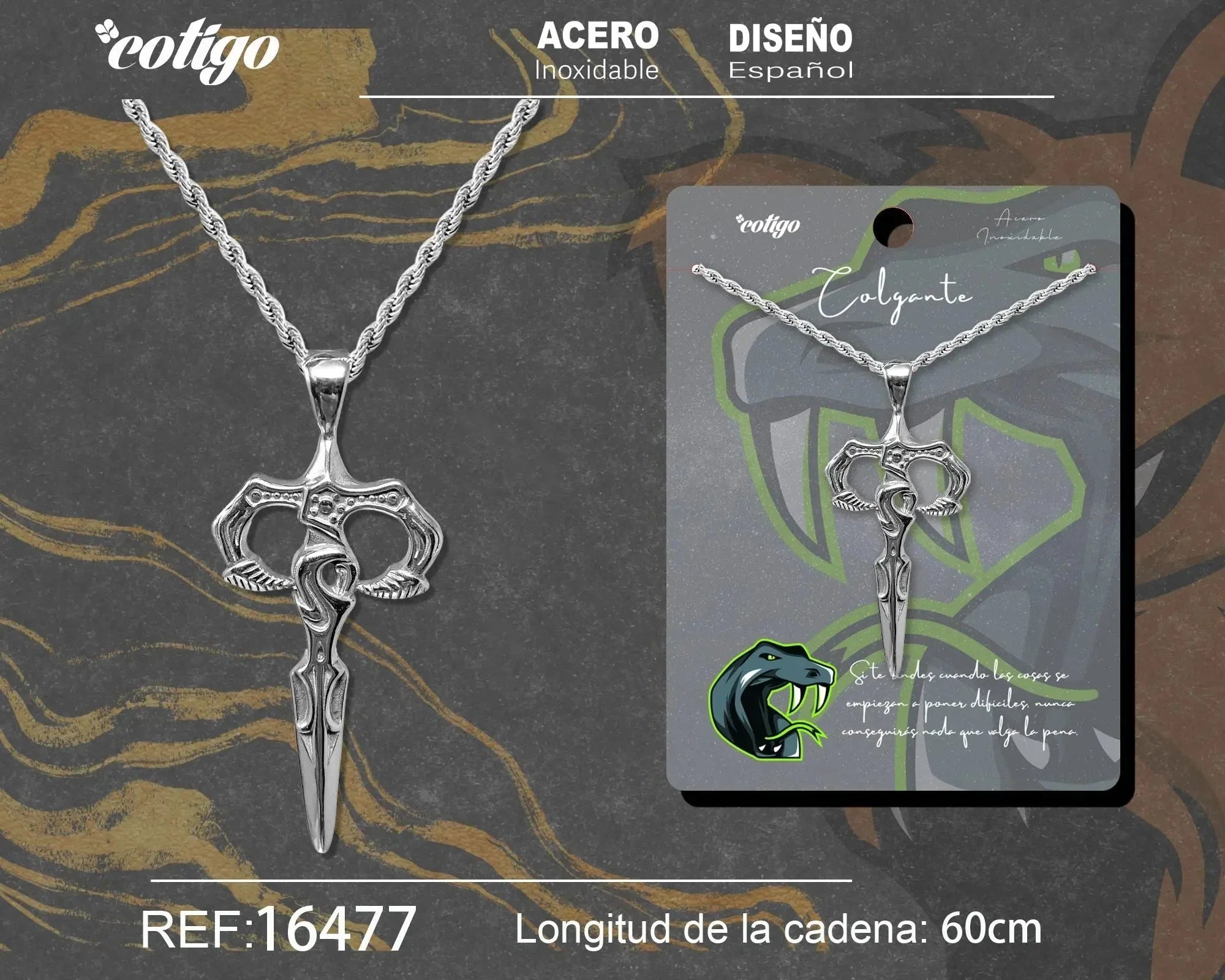 Colgante Hombre Acero color Plateado - cotigo