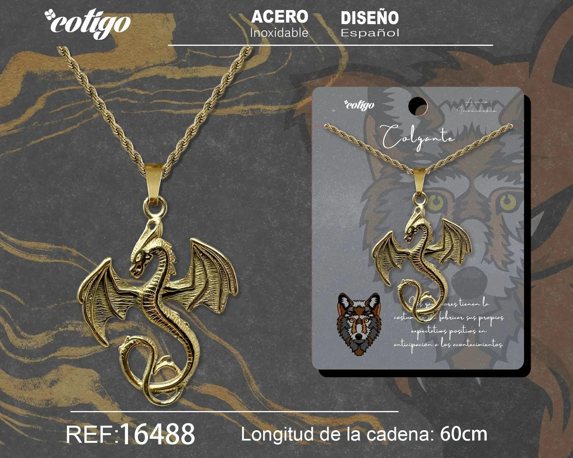 Colgante Hombre Acero color Dorado - cotigo