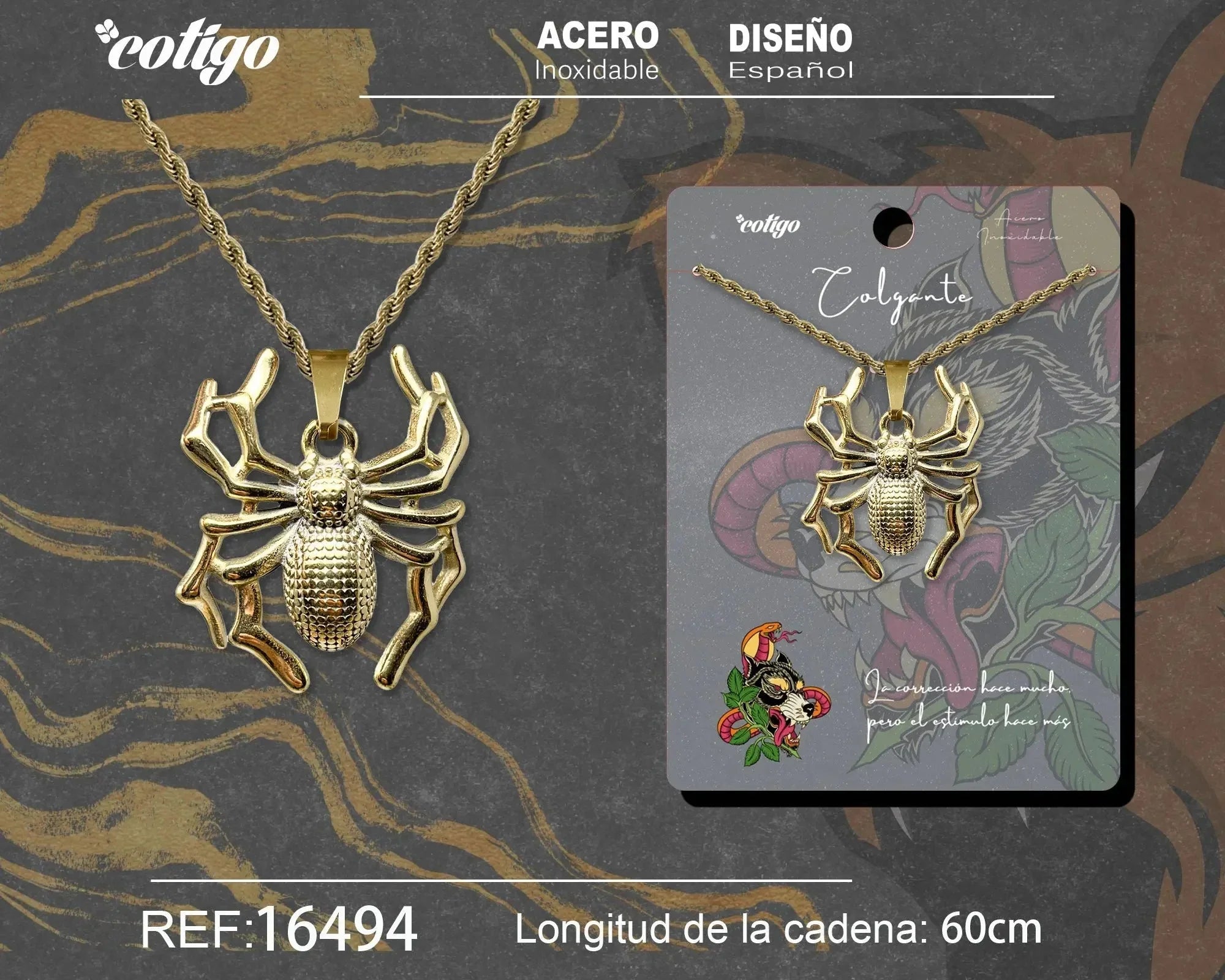 Colgante Hombre Acero color Dorado - cotigo