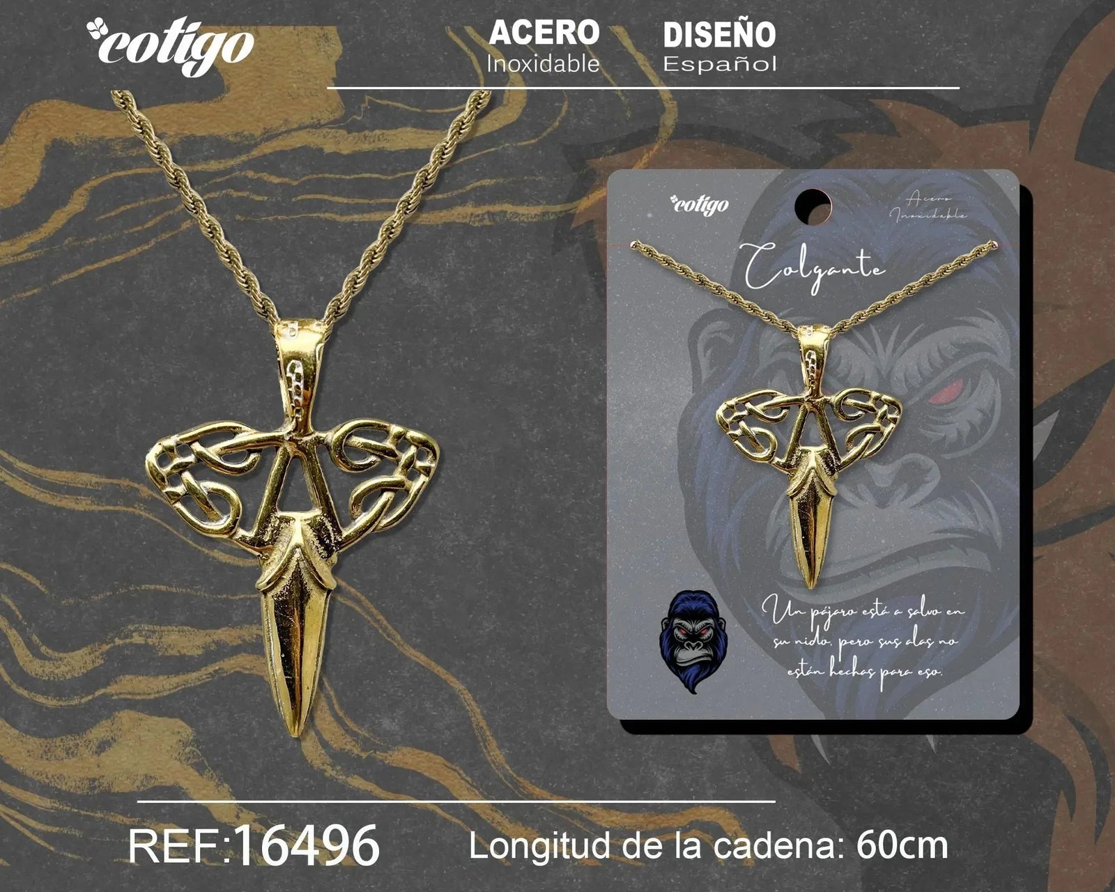 Colgante Hombre Acero color Dorado - cotigo