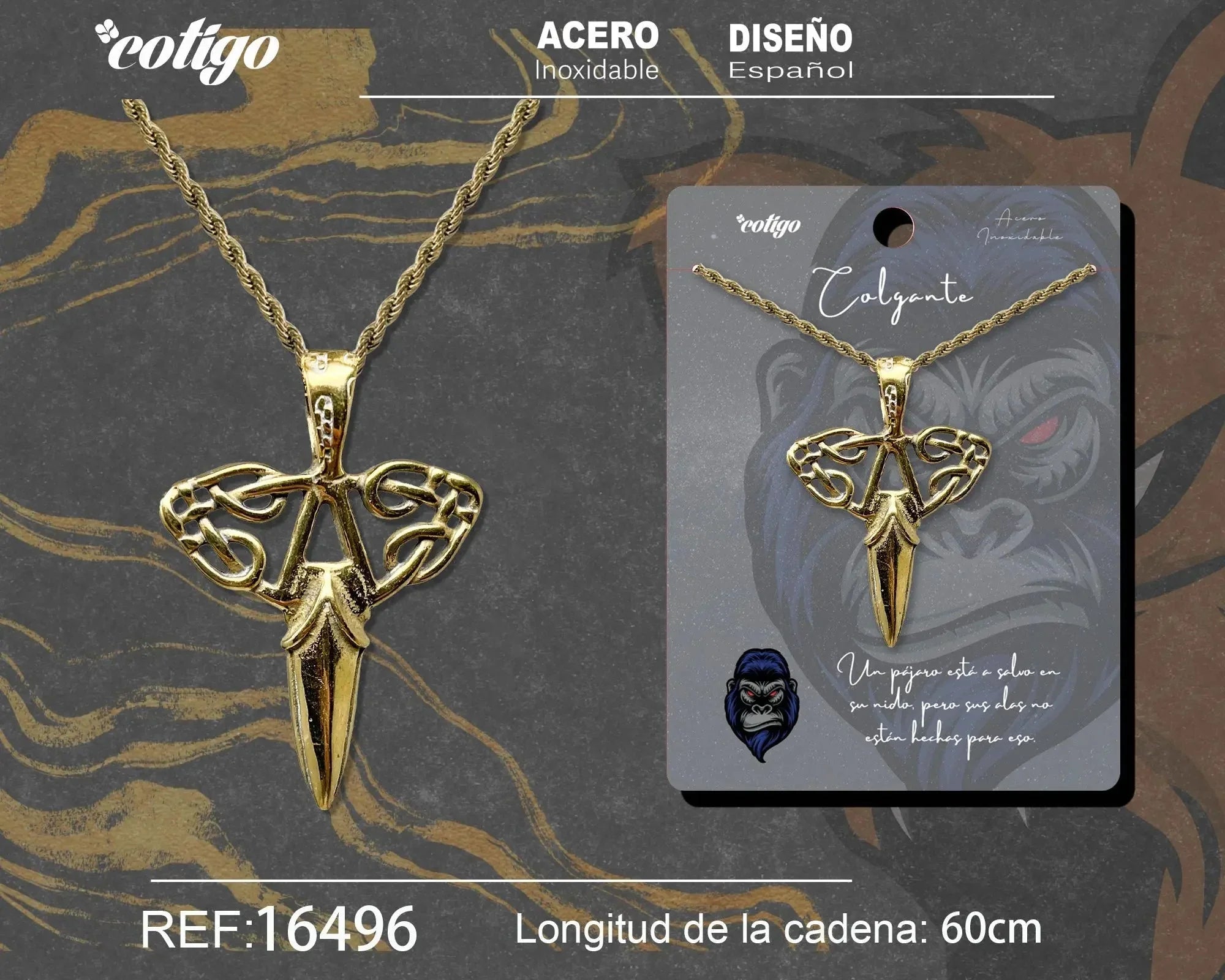 Colgante Hombre Acero color Dorado - cotigo