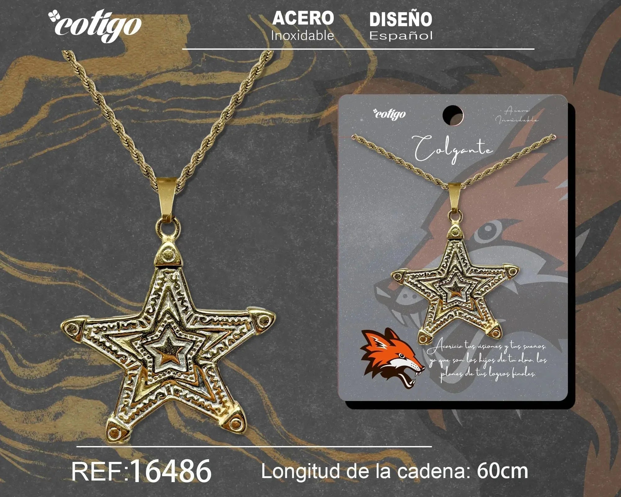 Colgante Hombre Acero color Dorado - cotigo