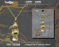 Colgante Hombre Acero Santa Muerte Guadaña Dorado - Dorado
