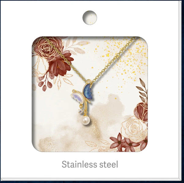 Colgante Mariposa Azul Y Luna detalle