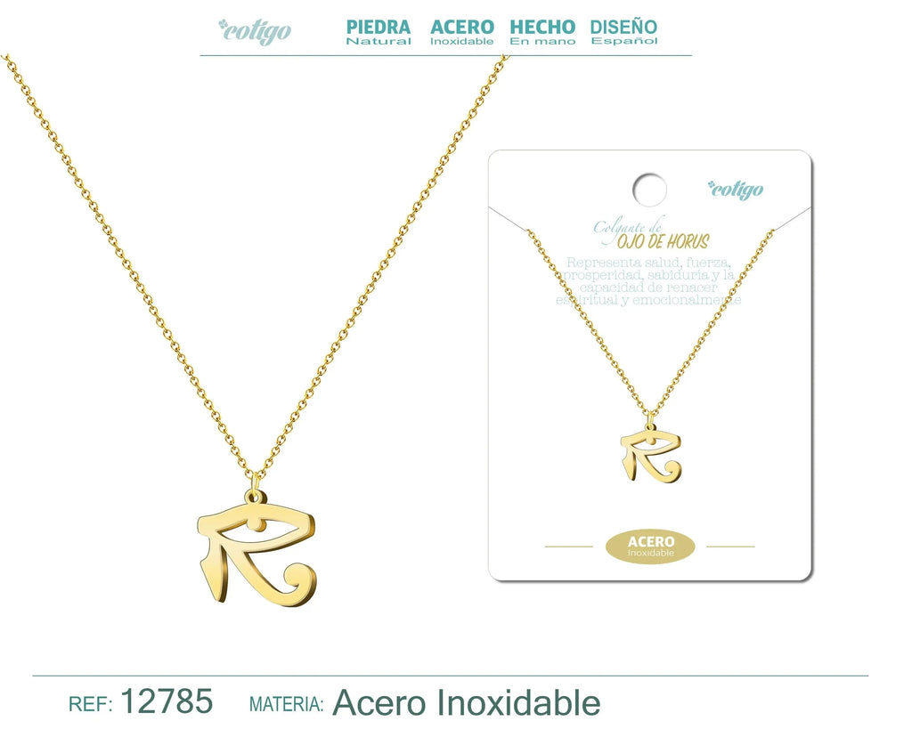 Colgante Ojo Horus Acero Dorado textura