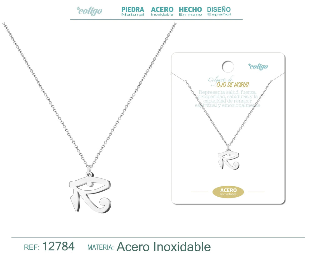 Colgante Ojo Horus Acero Plateado textura