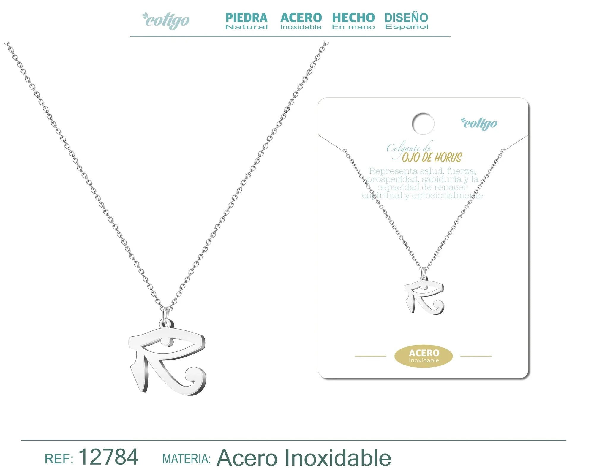 Colgante Ojo Horus Acero Plateado textura