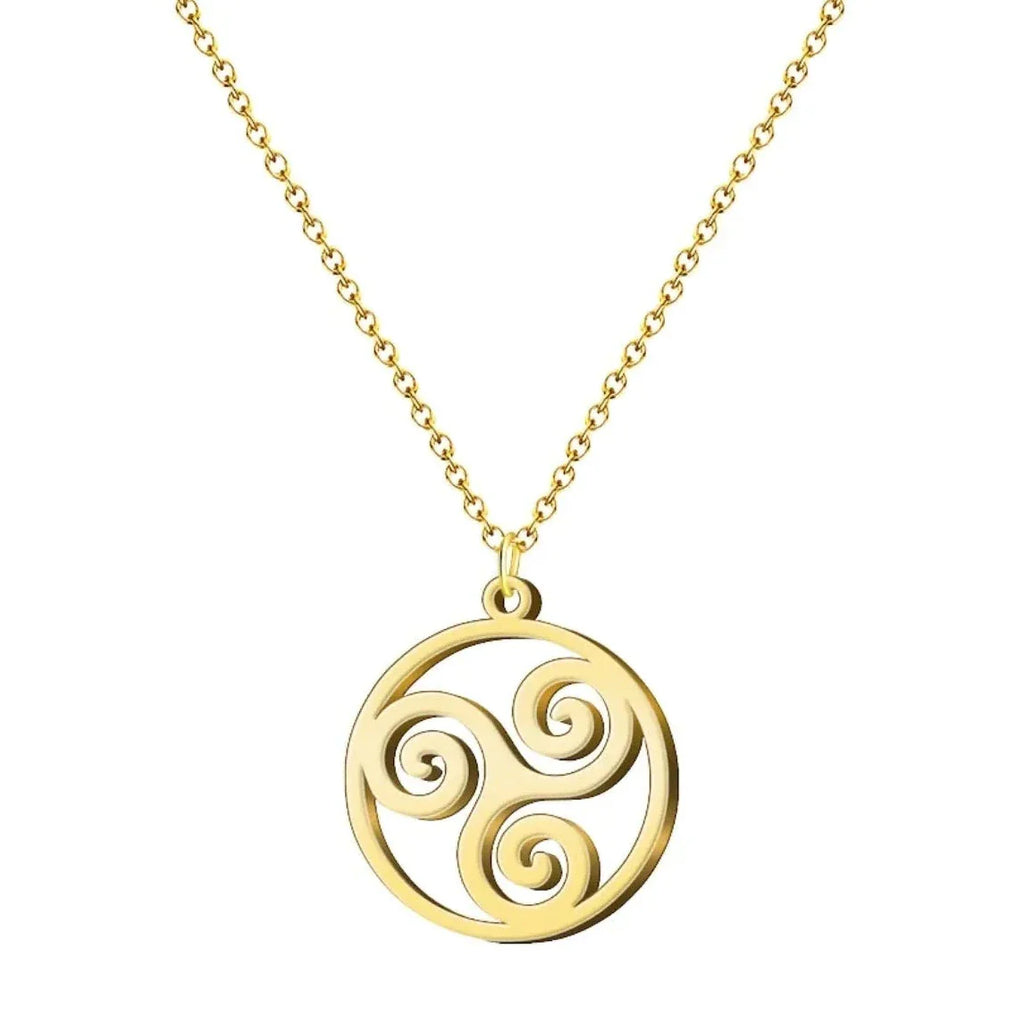 Colgante Trisquel de Estilo Celta Espiritual | Acero Dorado - Dorado