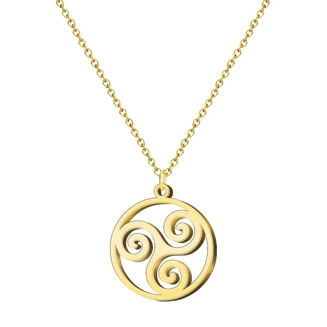 Colgante Trisquel de Estilo Celta Espiritual | Acero Dorado - Dorado