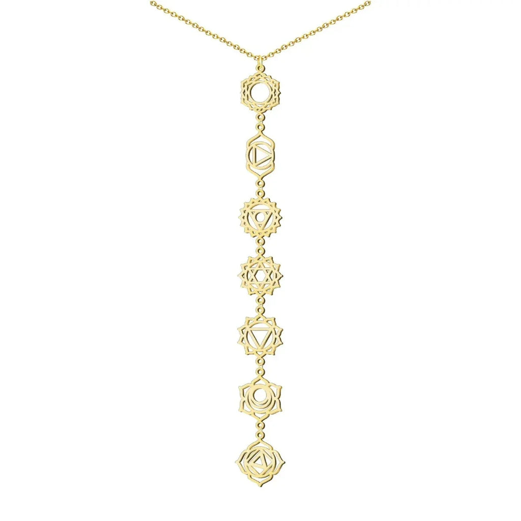 Collar 7 Chakras Calado Acero Inoxidable Dorado - Dorado