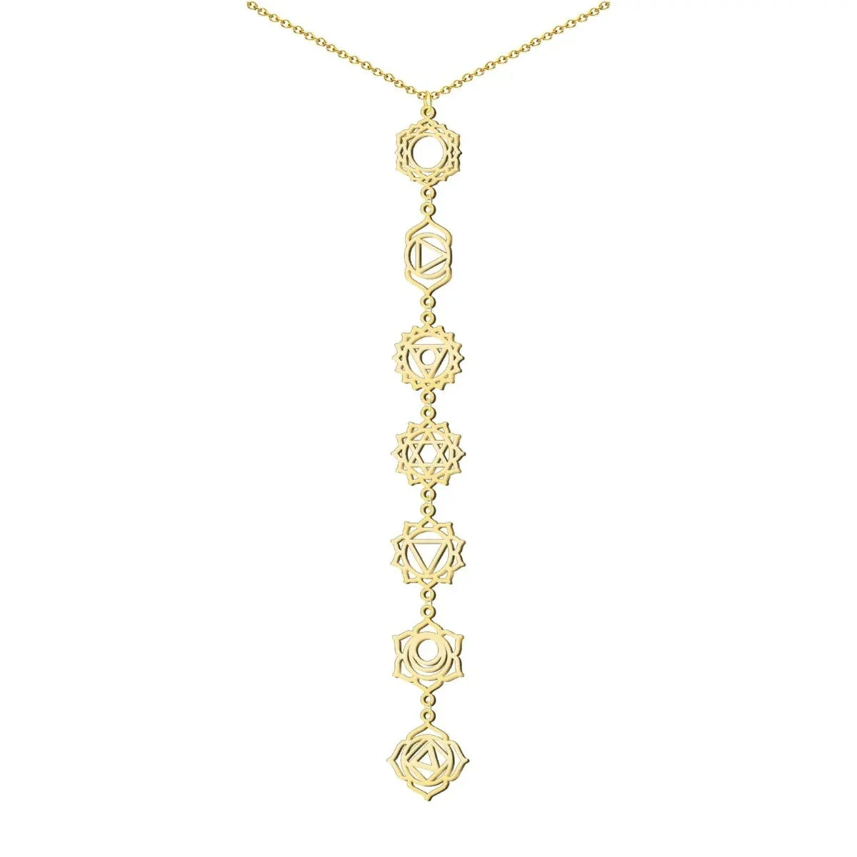 Collar 7 Chakras Calado Acero Inoxidable Dorado - Dorado