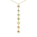 Collar 7 chakras dorado vertical acero inoxidable mujer colgante largo yoga y meditación