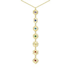Collar 7 chakras dorado vertical acero inoxidable mujer colgante largo yoga y meditación