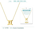 Collar Acero Zodiaco Géminis Dorado
