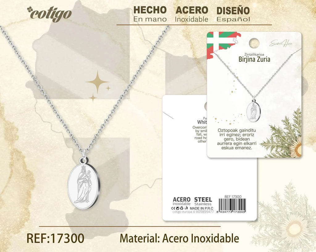 Collar Virgen Blanca Plateado diseño