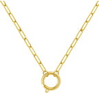 Collar Cadena Paperclip Acero Dorado con Cierre Redondo para Charm