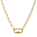 Collar Cadena Paperclip Acero Dorado con Cierre Roscado para Charm