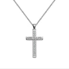 Collar con Cruz Grabado con Sagrada Escritura en Acero