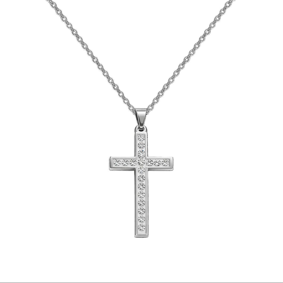 Collar con Cruz Grabado con Sagrada Escritura en Acero