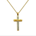 Collar con Cruz Grabado con Sagrada Escritura en Acero Dorado