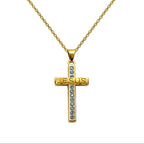 Collar con Cruz grabado con Sagrada Escritura en Acero Dorado - Dorado