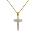 Collar con Cruz Grabado con Sagrada Escritura en Acero Dorado