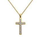 Collar con Cruz Grabado con Sagrada Escritura en Acero Dorado