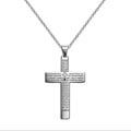 Medalla religiosa tipo cruz con oración del Padre Nuestro grabada en acero