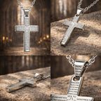 Collar con Cruz Y Oración del Padre Nuestro en Acero acabado