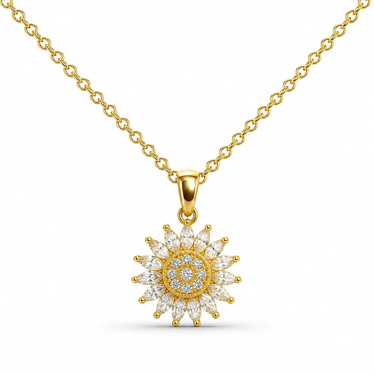 Collar Eguzkilore Dorado con Circonitas detalle