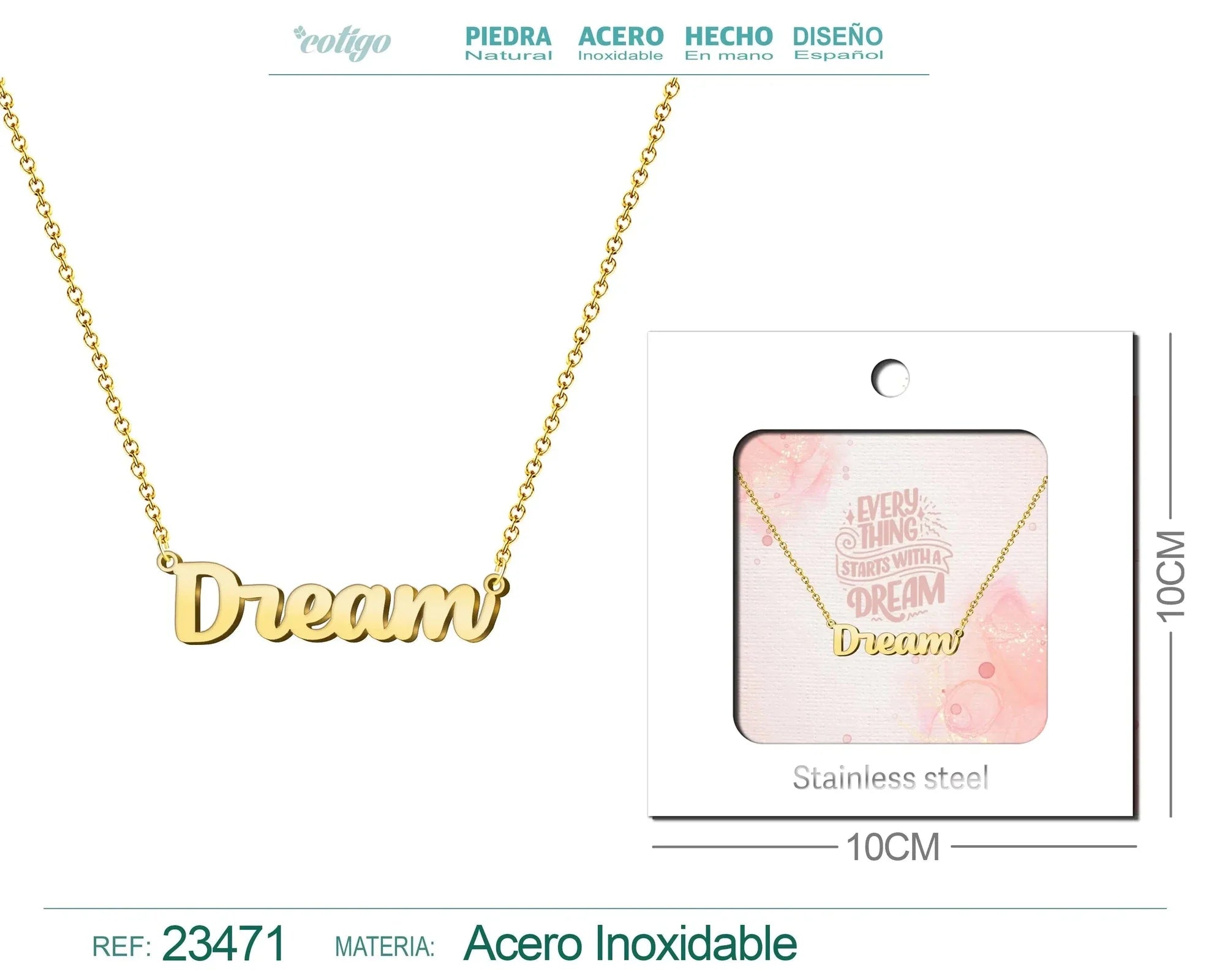 Collar en Inglés para Dream Acero con Sobre