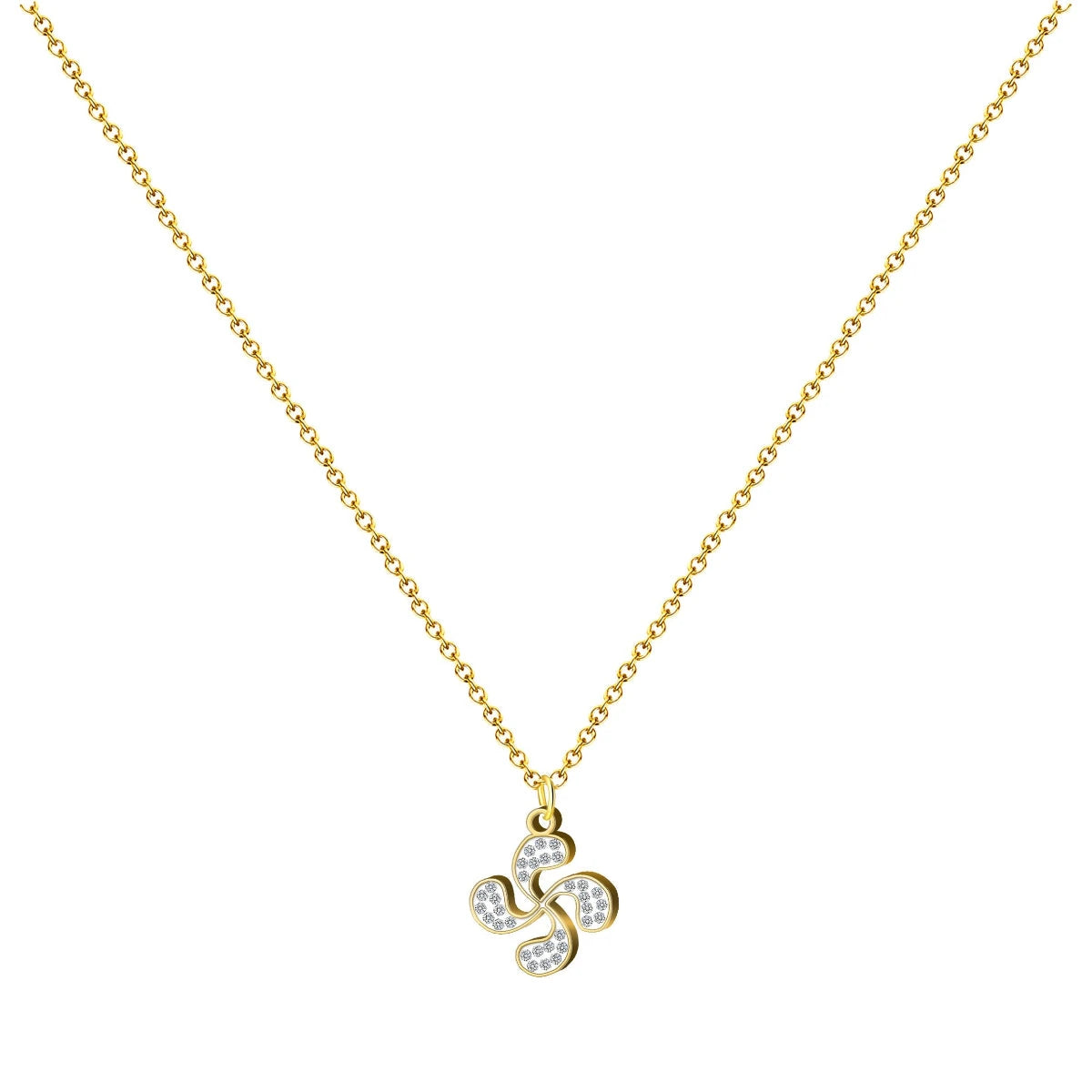 Collar Lauburu dorado con cristales brillantes, colgante cruz vasca de acero con tarjeta de regalo sobre vivir sin miedo