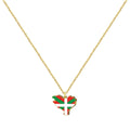 Collar mapa Euskal Herria dorado con bandera Ikurriña, colgante de acero inoxidable con tarjeta de homenaje