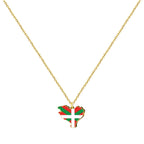 Collar mapa Euskal Herria dorado con bandera Ikurriña, colgante de acero inoxidable con tarjeta de homenaje