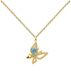 Collar mariposa con cristal azul cotigo