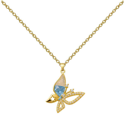 Collar mariposa con cristal azul cotigo