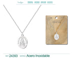 Collar con Medalla de la Virgen de Candelaria en Acero Plateado diseño