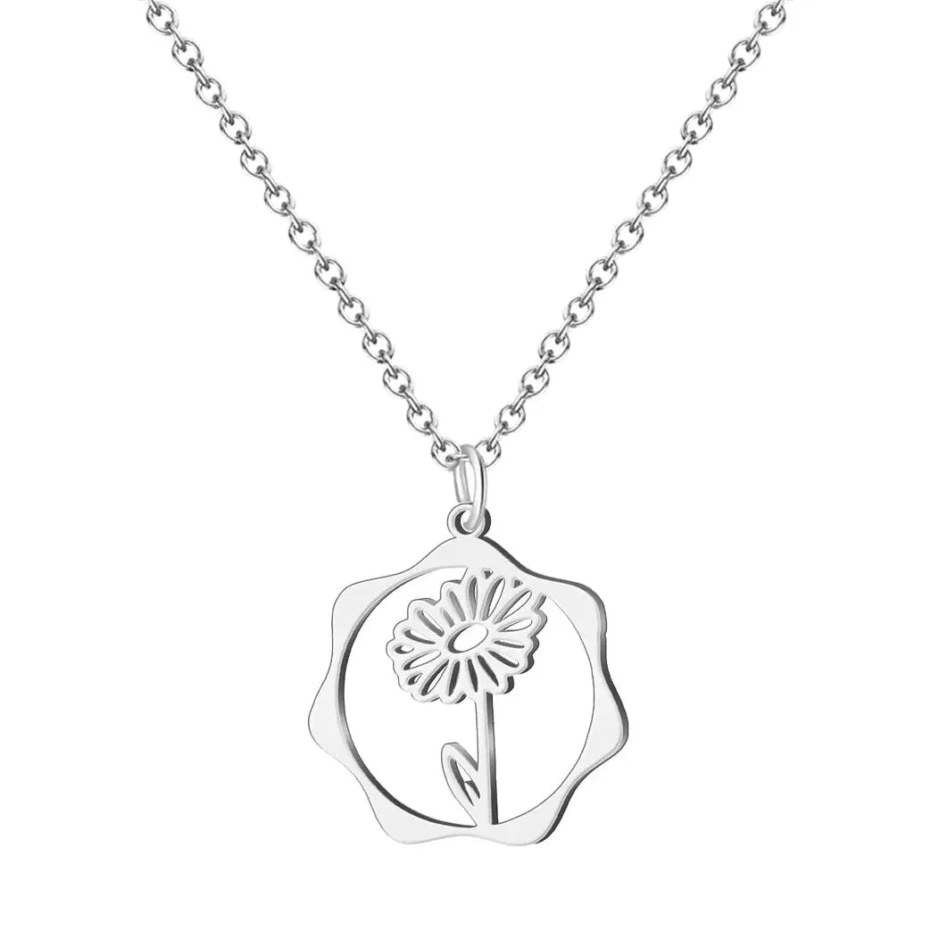 Collar Mes de Nacimiento en Acero Plateado - Mes Abril - SKU 21478