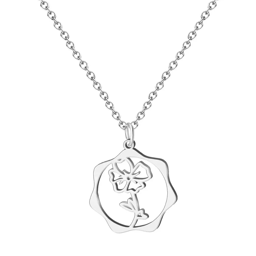 Collar Mes de Nacimiento en Acero Plateado - Mes Agosto - SKU 21482