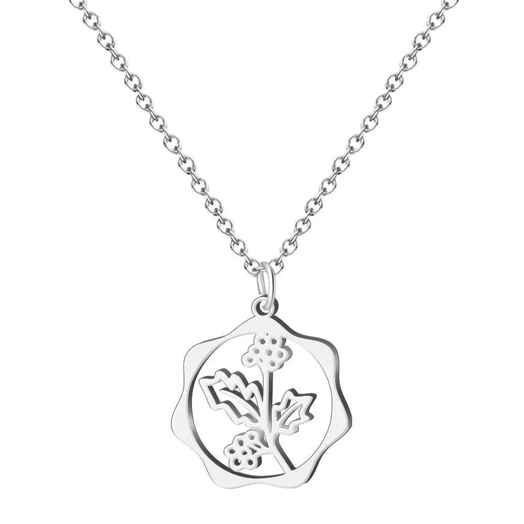 Collar Mes de Nacimiento en Acero Plateado - Mes Diciembre - SKU 21486