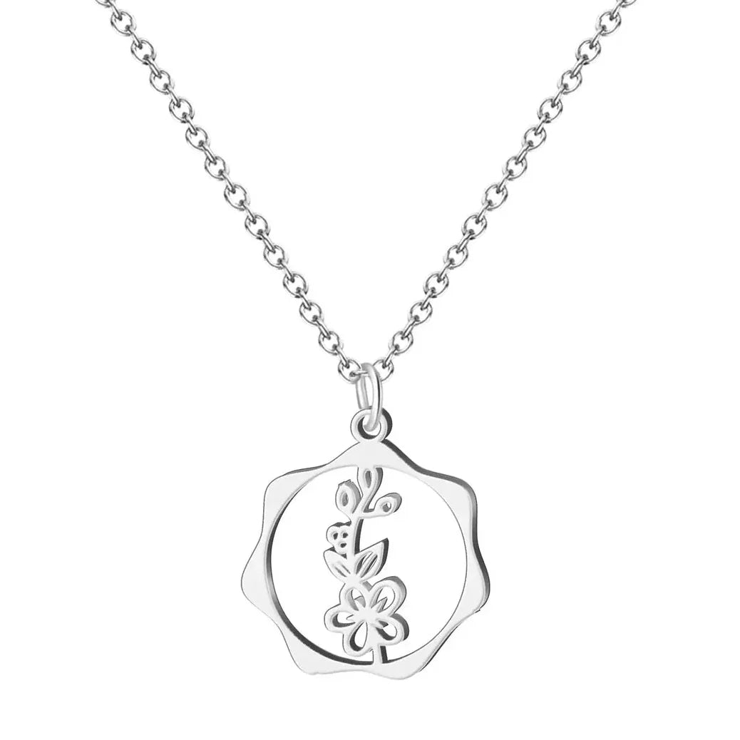 Collar Mes de Nacimiento en Acero Plateado - Mes Febrero - SKU 21476