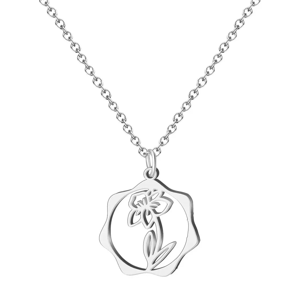 Collar Mes de Nacimiento en Acero Plateado - Mes Marzo - SKU 21477