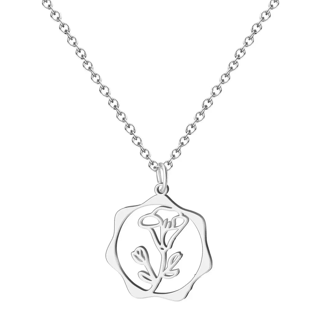 Collar Mes de Nacimiento en Acero Plateado - Mes Septiembre - SKU 21483