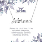 Collar con nombre Adriana en acero inoxidable plateado resistente al agua joya marina regalo para mujer libre.