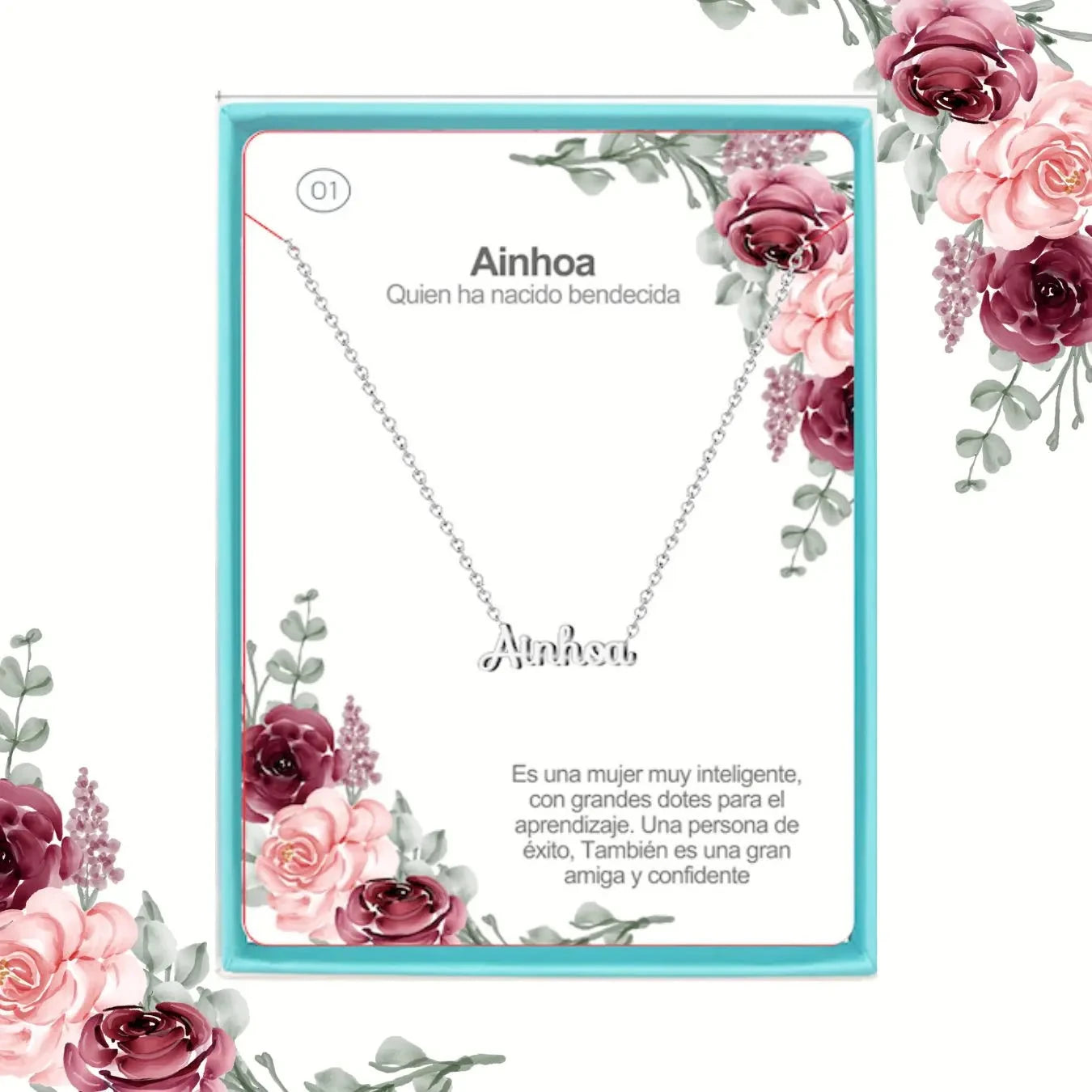 Collar con Nombre Ainhoa - Acero Plateado detalle