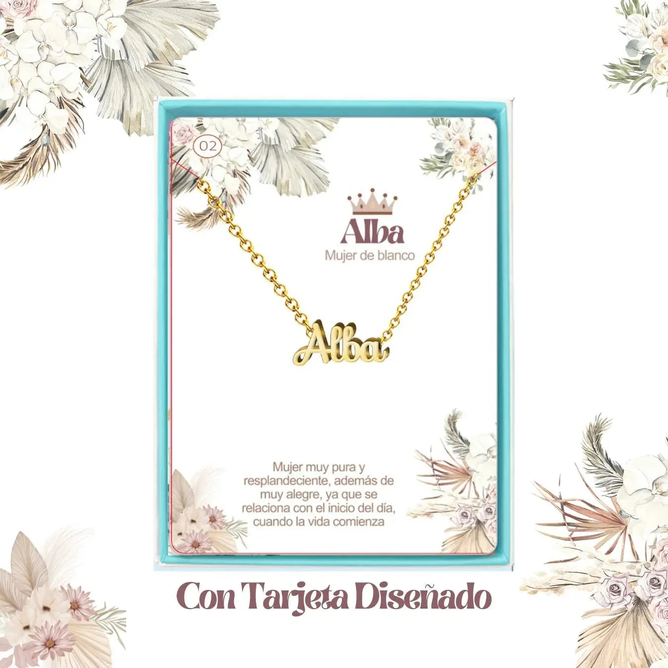 Collar Edición Nombre "alba" - el Brillo del Amanecer Dorado 14K acabado