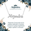 Collar con nombre Alejandra en acero inoxidable plateado resistente al agua joya fuerte regalo para mujer valiente