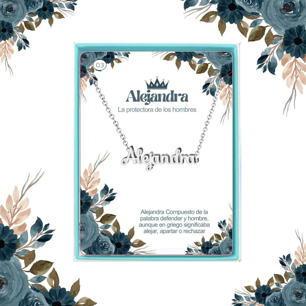 Collar Edición Nombre "alejandra" - Acero Tono Plateado acabado