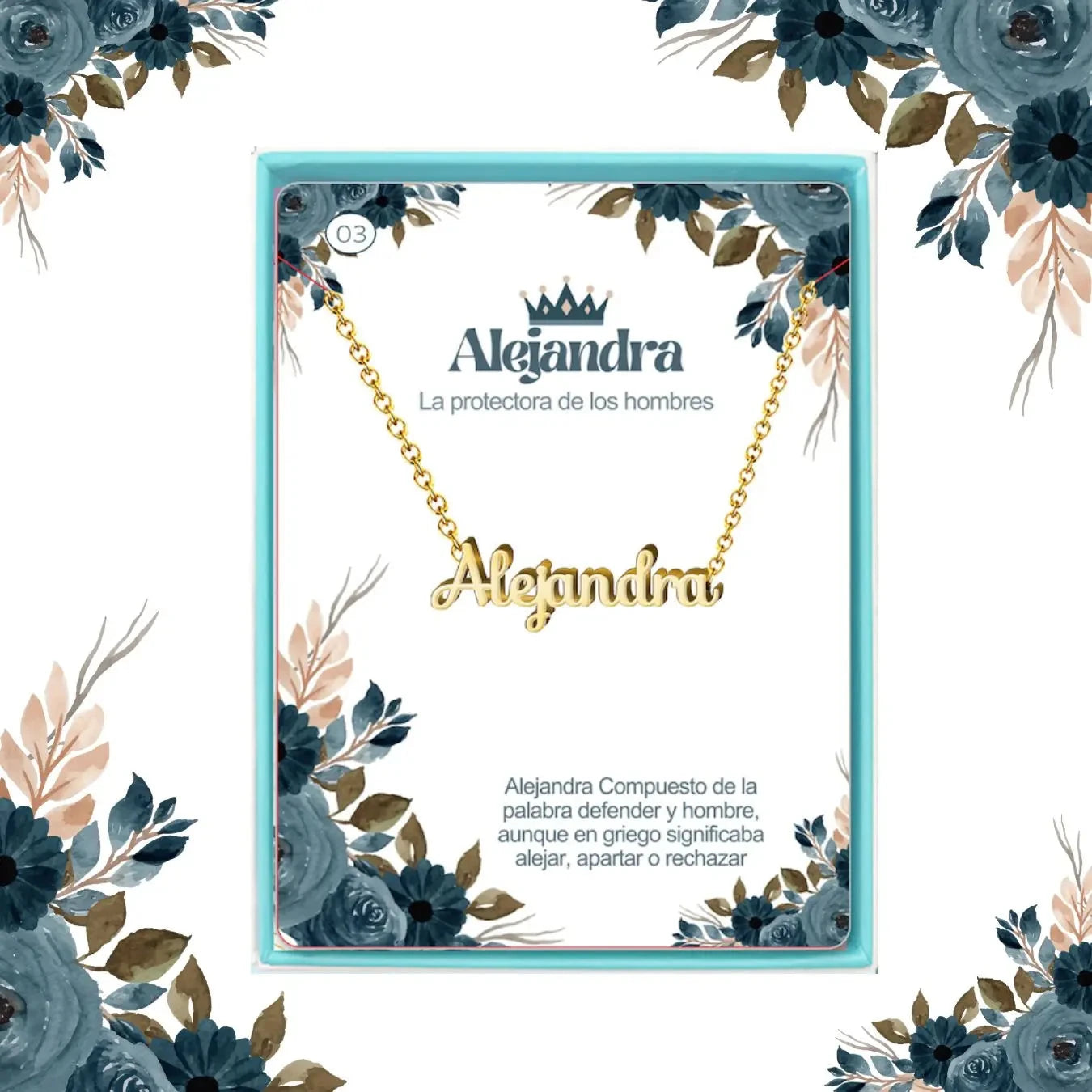 Collar Edición Nombre "alejandra" - Realeza Y Protección Bañada en Oro 14K acabado